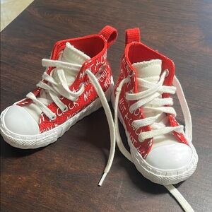 Toddler size 6  Red and White High-Top Converse